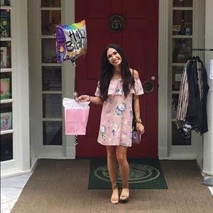 Off-Shoulder Floral Shift Dress